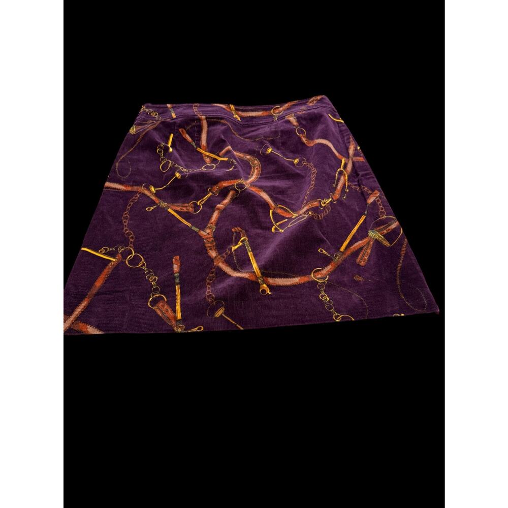 NWOT Women Talbots Curduroy A-LINE Skirt Equestrian Print Purple Sz: 10
